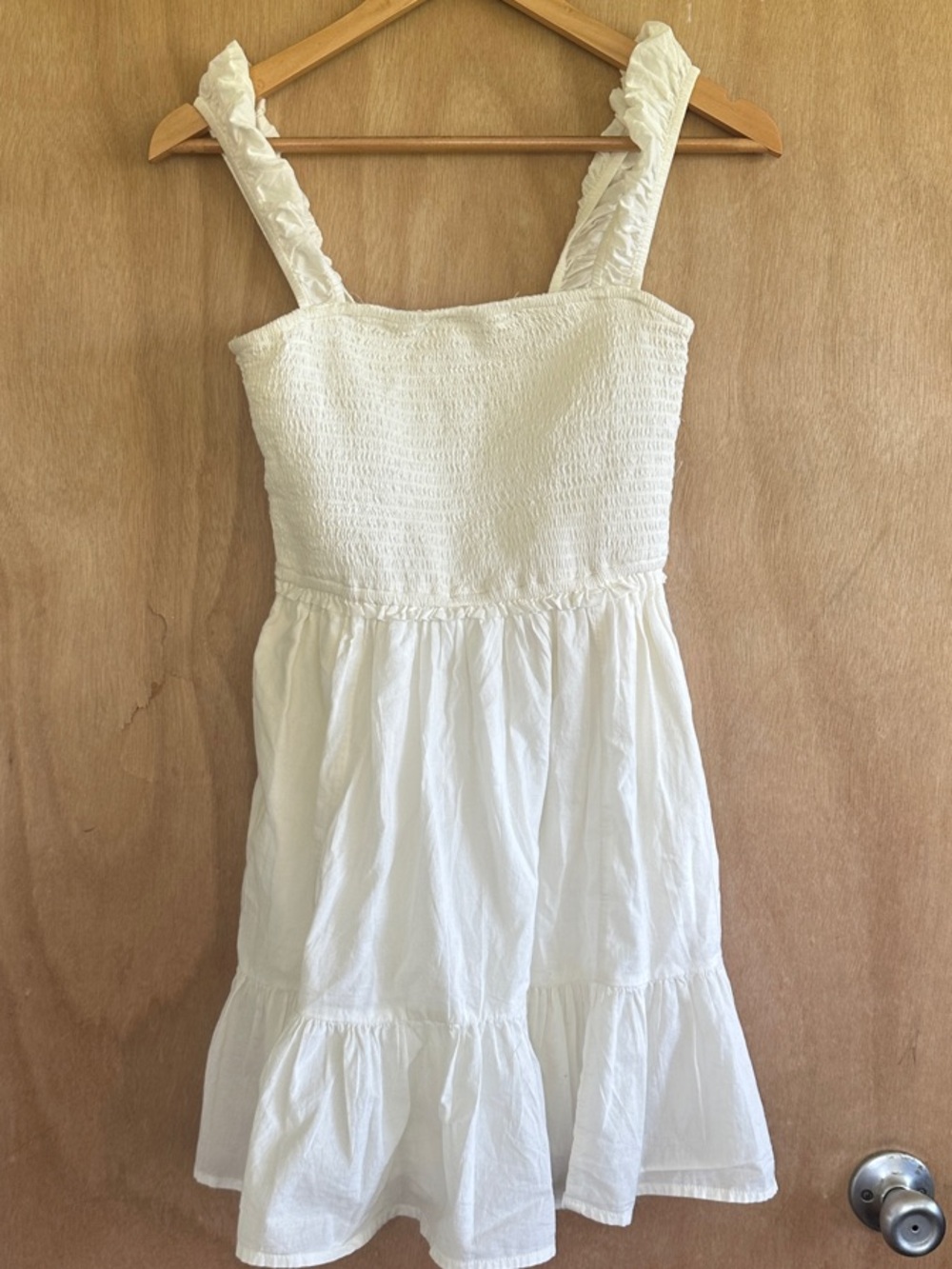 bp White Smocked Mini Dress with Ruffle Straps